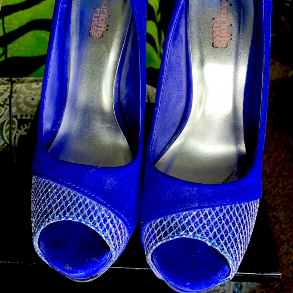 Royal Blue Peep Toe Heels